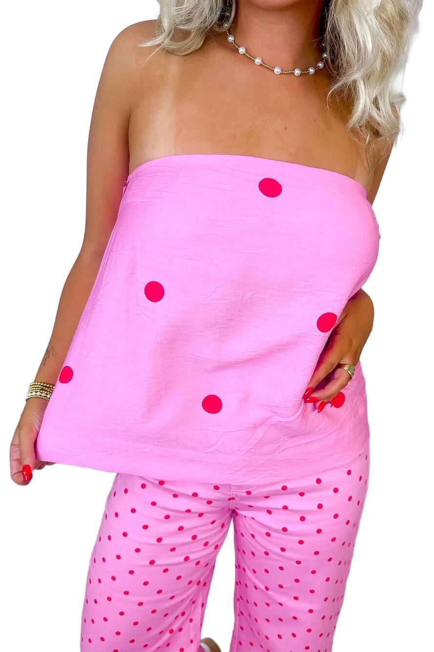 NEW ENTRO women's bubbles polka dot tube top in pink